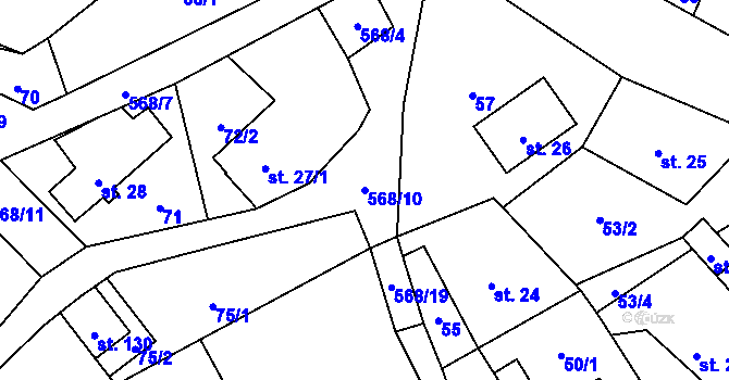 Parcela st. 568/10 v KÚ Drnovec, Katastrální mapa