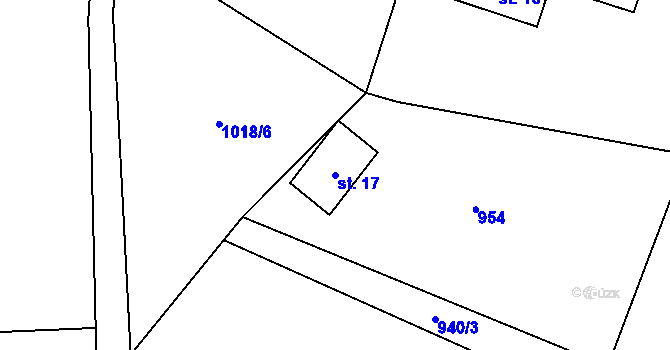 Parcela st. 17 v KÚ Naděje, Katastrální mapa