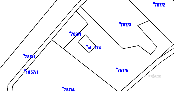 Parcela st. 174 v KÚ Naděje, Katastrální mapa