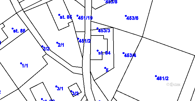 Parcela st. 84 v KÚ Trávník u Cvikova, Katastrální mapa