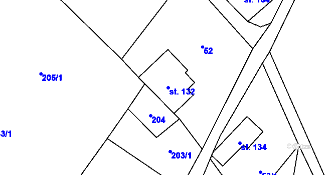 Parcela st. 132 v KÚ Trávník u Cvikova, Katastrální mapa