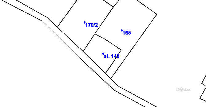 Parcela st. 142 v KÚ Trávník u Cvikova, Katastrální mapa