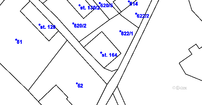 Parcela st. 164 v KÚ Trávník u Cvikova, Katastrální mapa