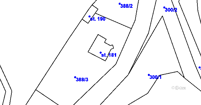 Parcela st. 181 v KÚ Trávník u Cvikova, Katastrální mapa