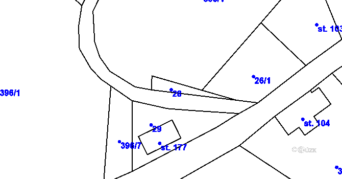 Parcela st. 28 v KÚ Trávník u Cvikova, Katastrální mapa