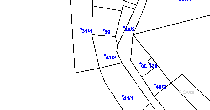 Parcela st. 41/2 v KÚ Trávník u Cvikova, Katastrální mapa