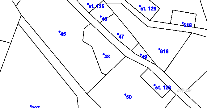Parcela st. 48 v KÚ Trávník u Cvikova, Katastrální mapa