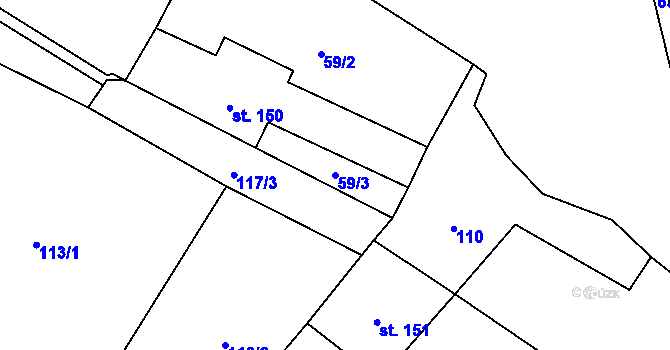 Parcela st. 59/3 v KÚ Trávník u Cvikova, Katastrální mapa