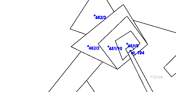Parcela st. 462/2 v KÚ Trávník u Cvikova, Katastrální mapa