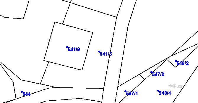 Parcela st. 541/3 v KÚ Trávník u Cvikova, Katastrální mapa