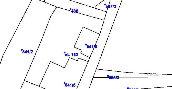 Parcela st. 541/6 v KÚ Trávník u Cvikova, Katastrální mapa