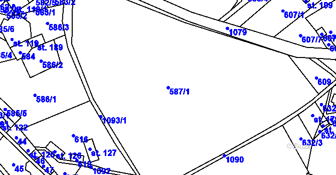 Parcela st. 587/1 v KÚ Trávník u Cvikova, Katastrální mapa