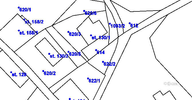 Parcela st. 614 v KÚ Trávník u Cvikova, Katastrální mapa