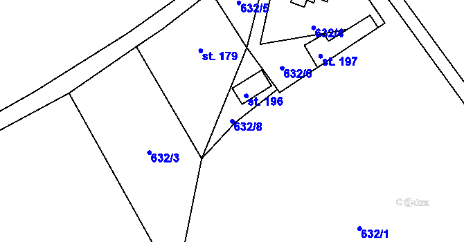Parcela st. 632/8 v KÚ Trávník u Cvikova, Katastrální mapa
