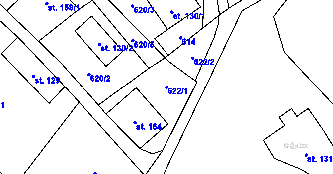 Parcela st. 622/1 v KÚ Trávník u Cvikova, Katastrální mapa