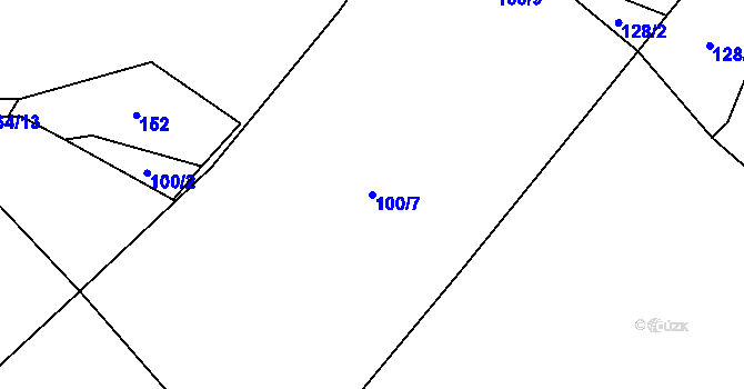 Parcela st. 100/7 v KÚ Trávník u Cvikova, Katastrální mapa