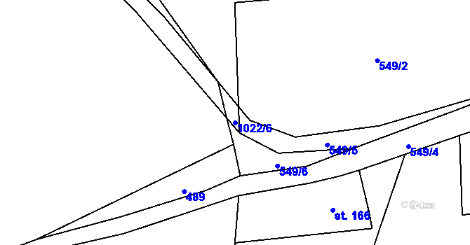 Parcela st. 1022/6 v KÚ Trávník u Cvikova, Katastrální mapa