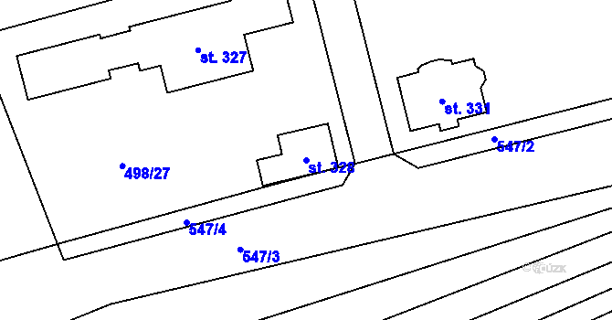 Parcela st. 328 v KÚ Cvrčovice, Katastrální mapa