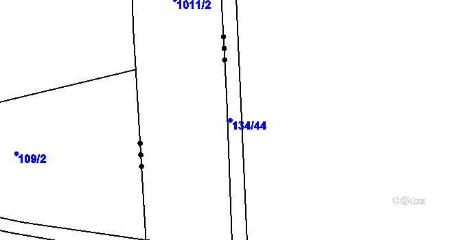 Parcela st. 134/44 v KÚ Cvrčovice, Katastrální mapa