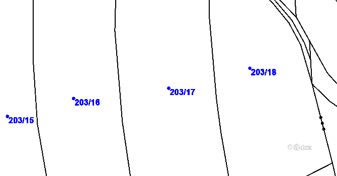 Parcela st. 203/17 v KÚ Cvrčovice, Katastrální mapa