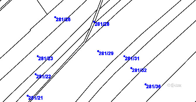 Parcela st. 281/29 v KÚ Cvrčovice, Katastrální mapa