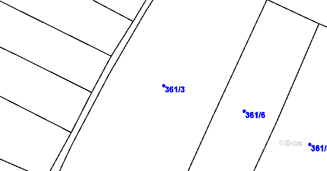 Parcela st. 361/3 v KÚ Cvrčovice, Katastrální mapa