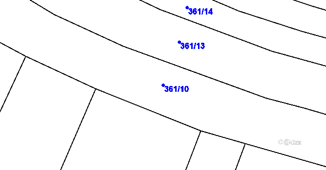 Parcela st. 361/10 v KÚ Cvrčovice, Katastrální mapa