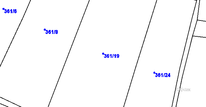 Parcela st. 361/19 v KÚ Cvrčovice, Katastrální mapa
