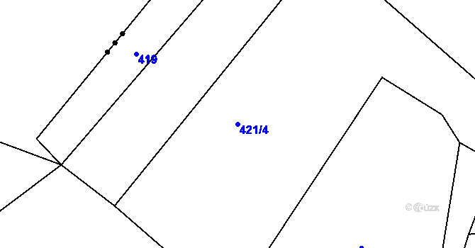 Parcela st. 421/4 v KÚ Cvrčovice, Katastrální mapa