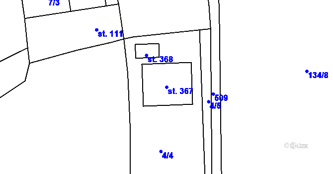 Parcela st. 367 v KÚ Cvrčovice, Katastrální mapa