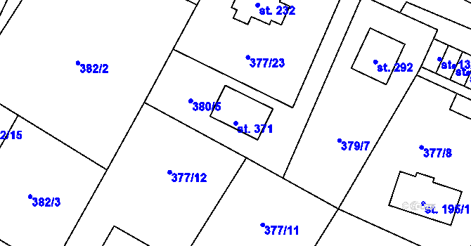 Parcela st. 371 v KÚ Cvrčovice, Katastrální mapa