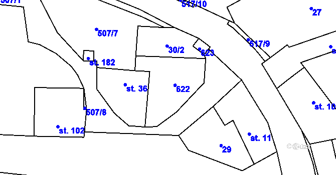 Parcela st. 12 v KÚ Cvrčovice, Katastrální mapa