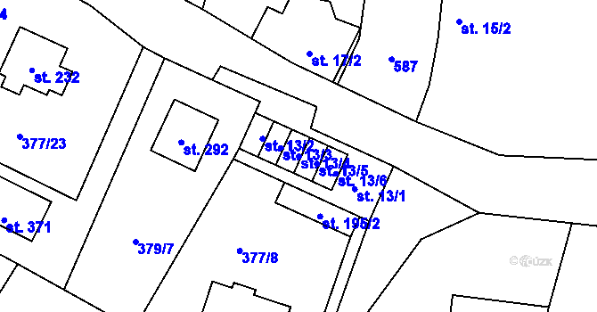Parcela st. 13/4 v KÚ Cvrčovice, Katastrální mapa