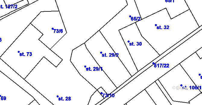 Parcela st. 29/2 v KÚ Cvrčovice, Katastrální mapa
