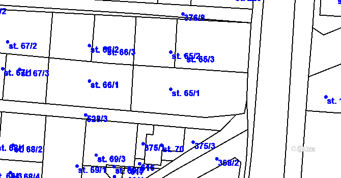 Parcela st. 65/1 v KÚ Cvrčovice, Katastrální mapa
