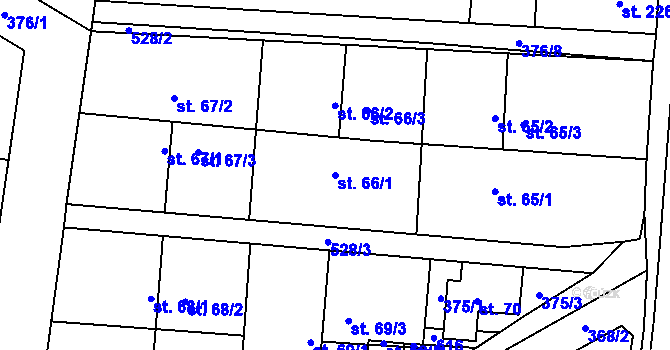 Parcela st. 66/1 v KÚ Cvrčovice, Katastrální mapa