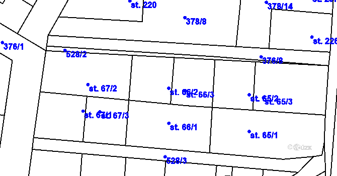 Parcela st. 66/2 v KÚ Cvrčovice, Katastrální mapa