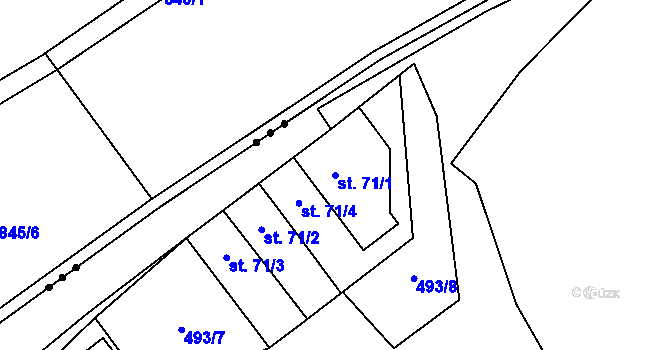 Parcela st. 71/1 v KÚ Cvrčovice, Katastrální mapa