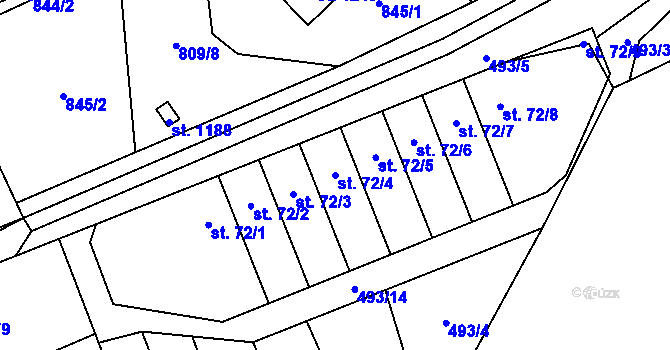 Parcela st. 72/4 v KÚ Cvrčovice, Katastrální mapa