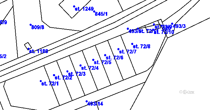 Parcela st. 72/6 v KÚ Cvrčovice, Katastrální mapa