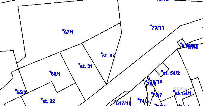 Parcela st. 97 v KÚ Cvrčovice, Katastrální mapa