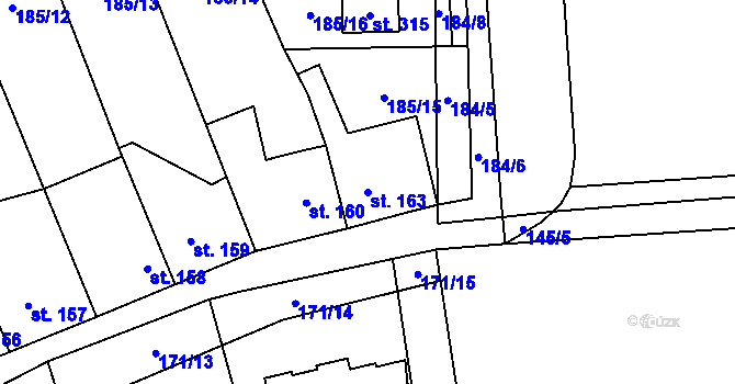 Parcela st. 163 v KÚ Cvrčovice, Katastrální mapa