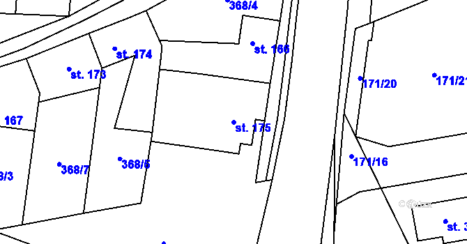 Parcela st. 175 v KÚ Cvrčovice, Katastrální mapa