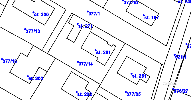 Parcela st. 201 v KÚ Cvrčovice, Katastrální mapa