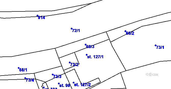 Parcela st. 68/3 v KÚ Cvrčovice, Katastrální mapa