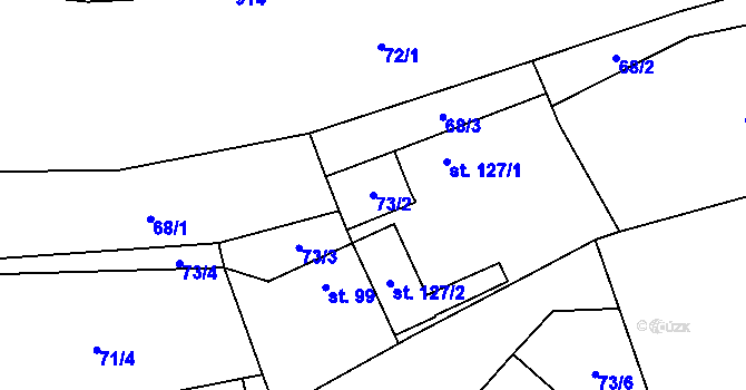 Parcela st. 73/2 v KÚ Cvrčovice, Katastrální mapa