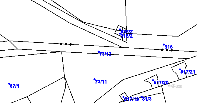 Parcela st. 73/12 v KÚ Cvrčovice, Katastrální mapa