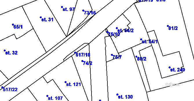 Parcela st. 74/3 v KÚ Cvrčovice, Katastrální mapa