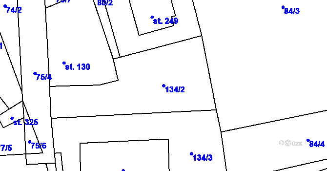 Parcela st. 134/2 v KÚ Cvrčovice, Katastrální mapa