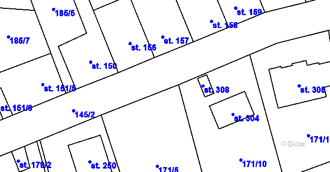Parcela st. 171/6 v KÚ Cvrčovice, Katastrální mapa